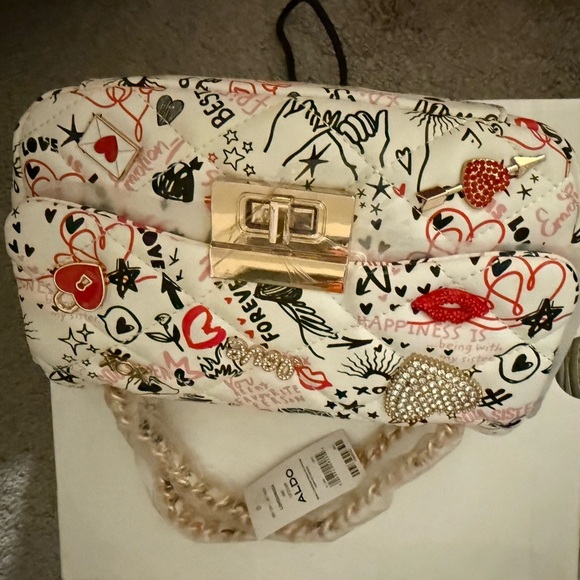 Aldo White and Red Graphic Shoulder Bag - Picture 1 of 9
